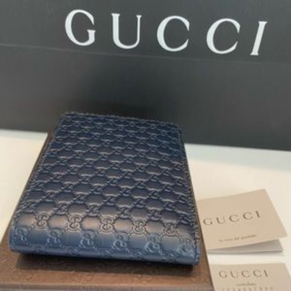 Men's Wallet: New Navy Blue Micro Leather 100% - Picture 5 of 8
